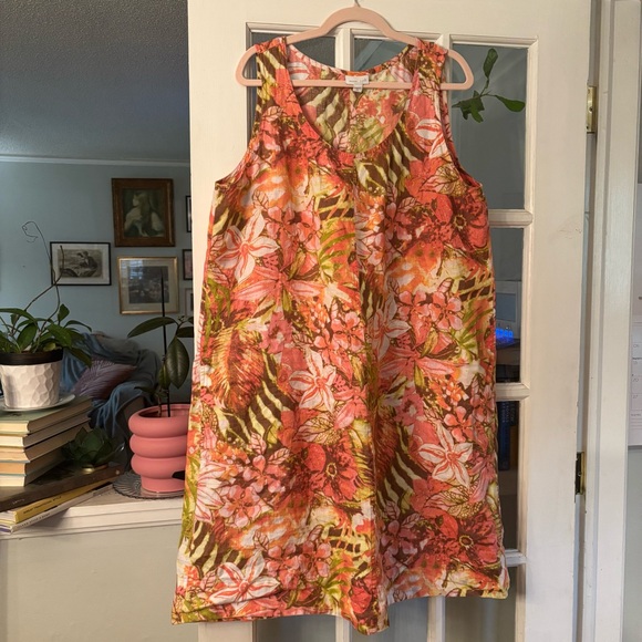 J. Jill Dresses & Skirts - Floral Linen Sleeveless Dress - Multicolor